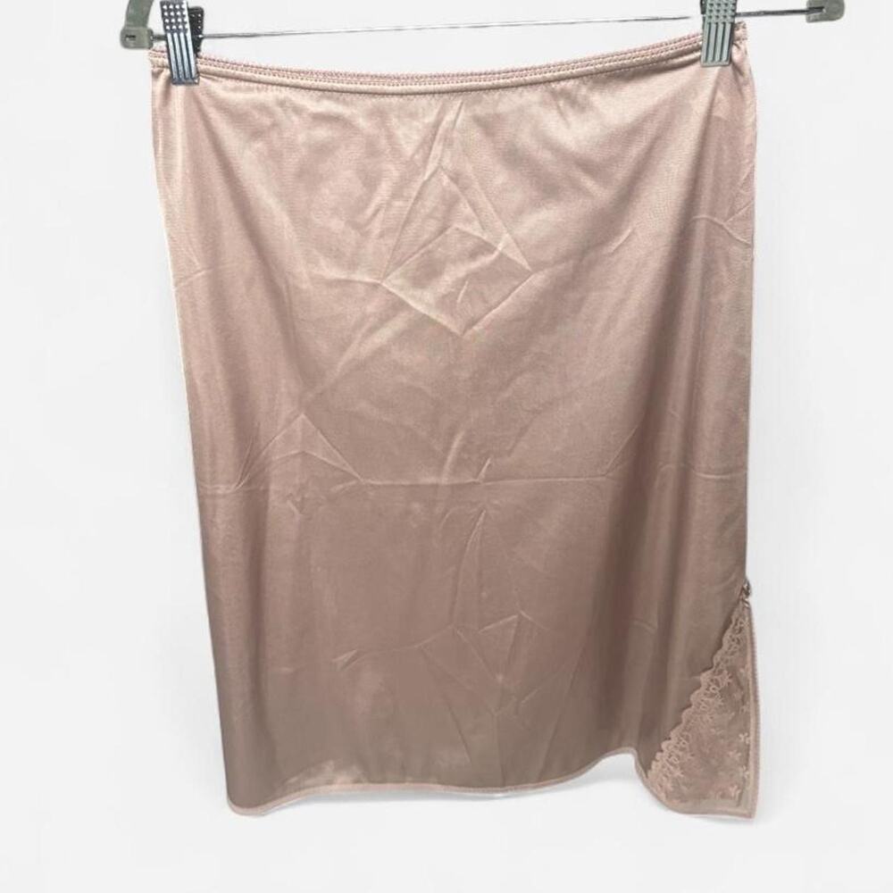 Vintage 70s Sears Dusty Rose Half Slip Skirt Lace Hem Coquette Fairy Small ILGWU